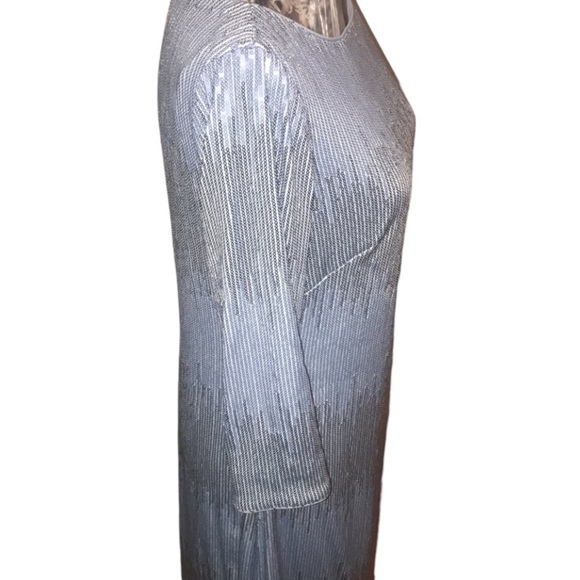 Vince Camuto size 10 blue sequin dress 3/4 sleeve above the knee back ziip - Picture 2 of 16